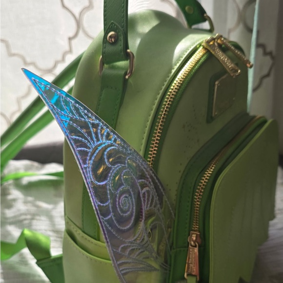 Loungefly Green Backpack with Blue Fairy Wings - Picture 3 of 7